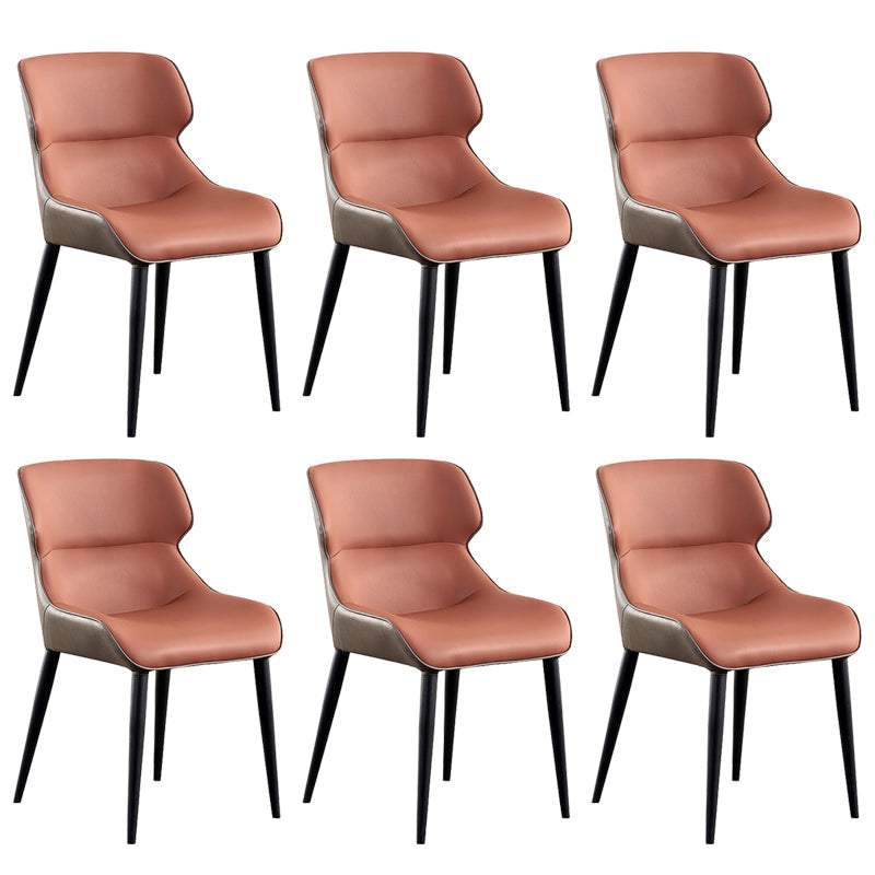Home Upholstered Chair Dining Room Faux Leather Parsons Dining Chair Orange 6 Piece Set Clearhalo 'Dining Chairs' 'Dining Tables & Seating' 'dining_chair' 'furn' 'furn_dining_chair' 'Furniture' 'Kitchen & Dining Furniture' 6781011
