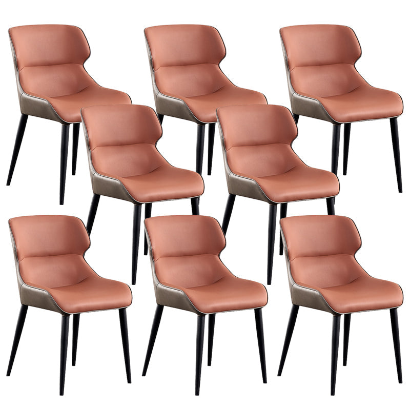 Home Upholstered Chair Dining Room Faux Leather Parsons Dining Chair Orange 8 Piece Set Clearhalo 'Dining Chairs' 'Dining Tables & Seating' 'dining_chair' 'furn' 'furn_dining_chair' 'Furniture' 'Kitchen & Dining Furniture' 6781012