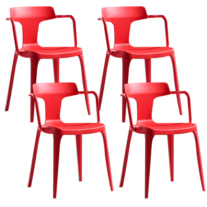 Sedia da sala da pranzo aperta posteriore sedia a braccio da pranzo in plastica contemporanea