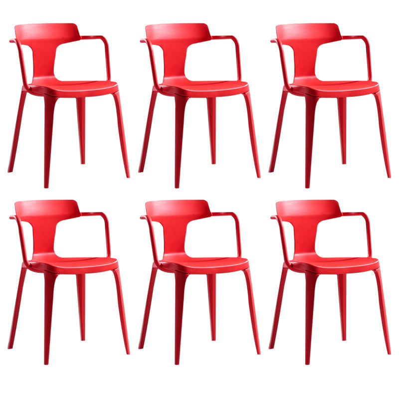 Sedia da sala da pranzo aperta posteriore sedia a braccio da pranzo in plastica contemporanea