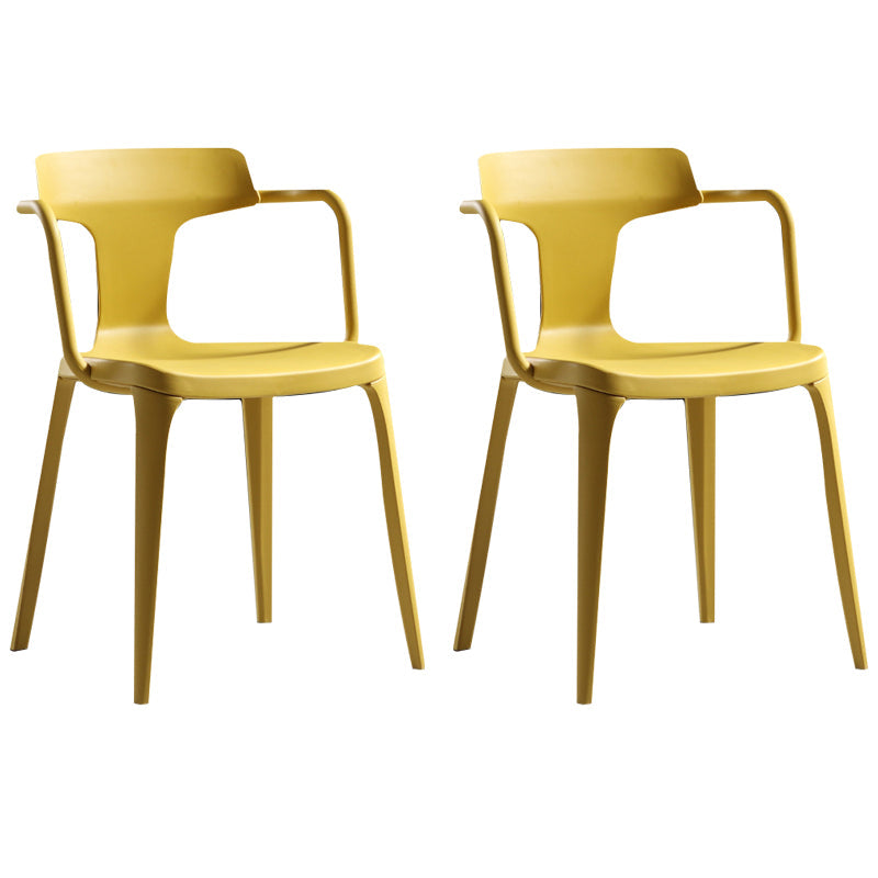 Sedia da sala da pranzo aperta posteriore sedia a braccio da pranzo in plastica contemporanea