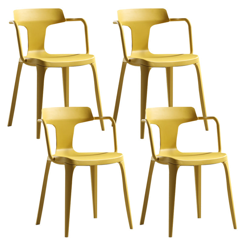 Sedia da sala da pranzo aperta posteriore sedia a braccio da pranzo in plastica contemporanea