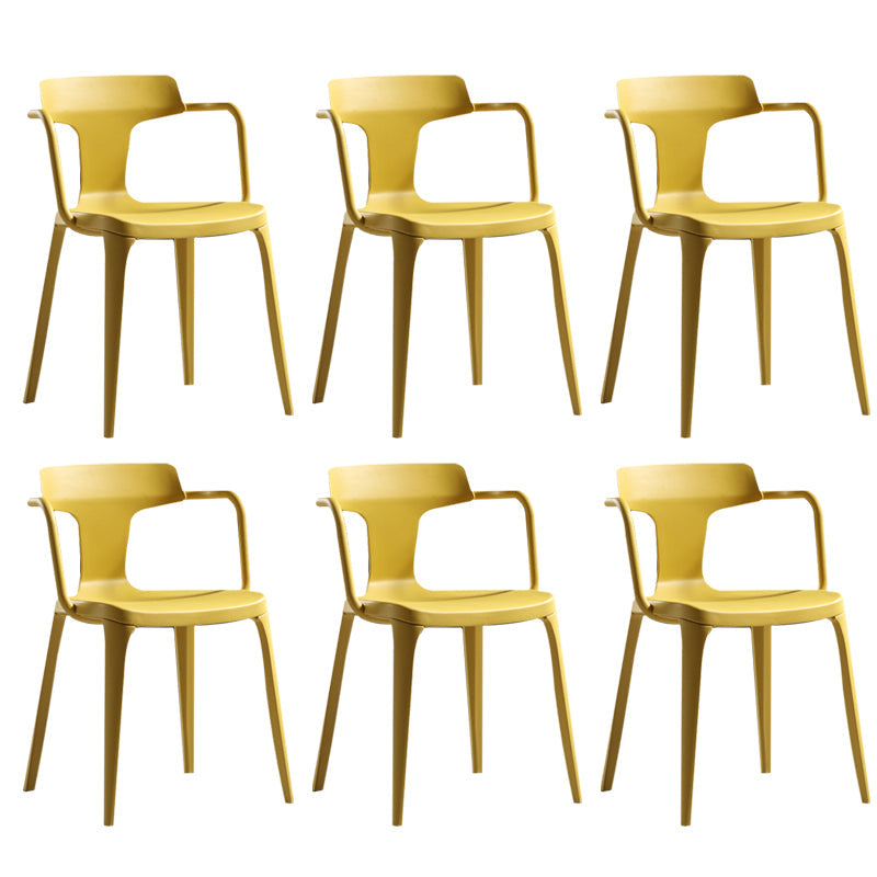 Sedia da sala da pranzo aperta posteriore sedia a braccio da pranzo in plastica contemporanea