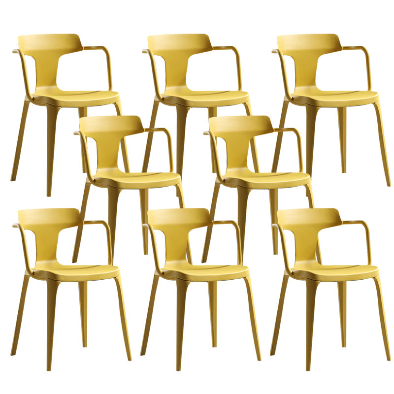 Sedia da sala da pranzo aperta posteriore sedia a braccio da pranzo in plastica contemporanea