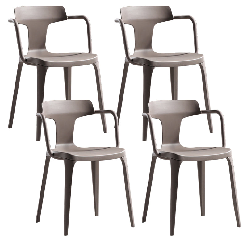 Sedia da sala da pranzo aperta posteriore sedia a braccio da pranzo in plastica contemporanea