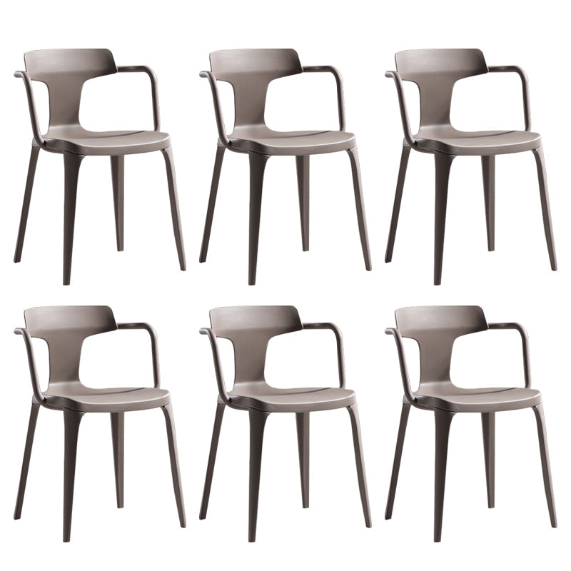 Sedia da sala da pranzo aperta posteriore sedia a braccio da pranzo in plastica contemporanea