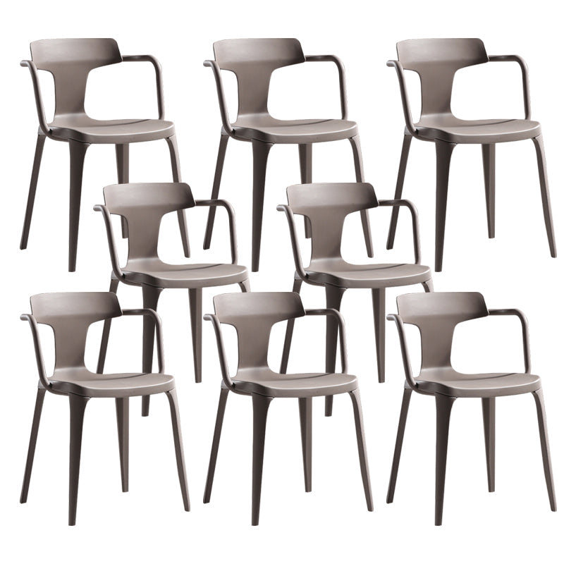 Sedia da sala da pranzo aperta posteriore sedia a braccio da pranzo in plastica contemporanea