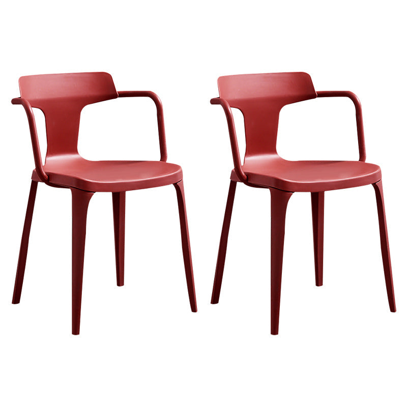 Sedia da sala da pranzo aperta posteriore sedia a braccio da pranzo in plastica contemporanea