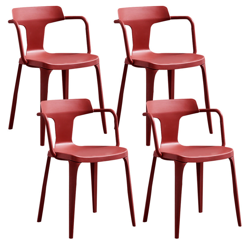 Sedia da sala da pranzo aperta posteriore sedia a braccio da pranzo in plastica contemporanea