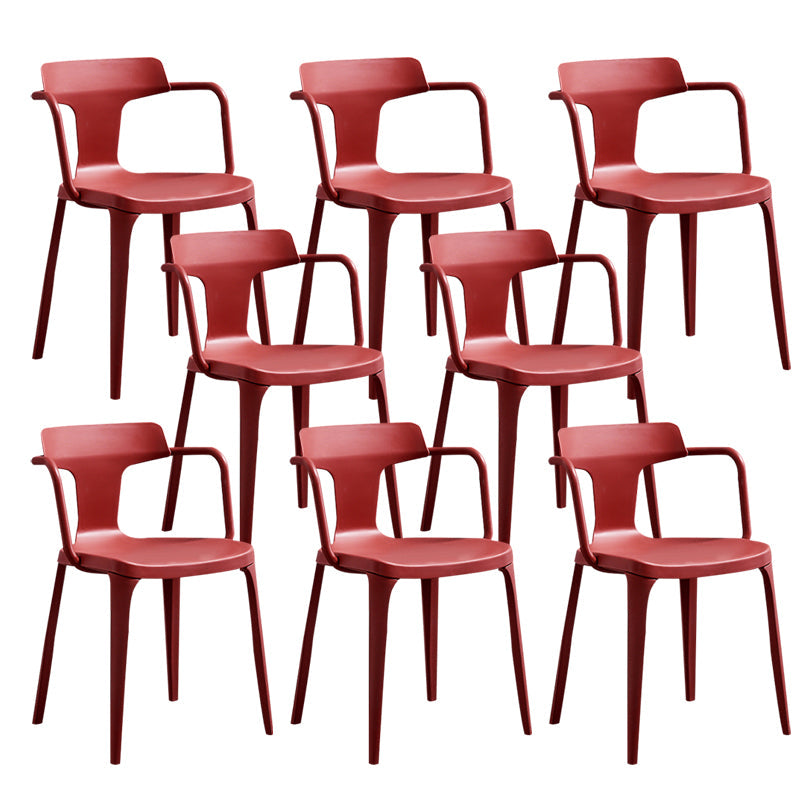 Sedia da sala da pranzo aperta posteriore sedia a braccio da pranzo in plastica contemporanea