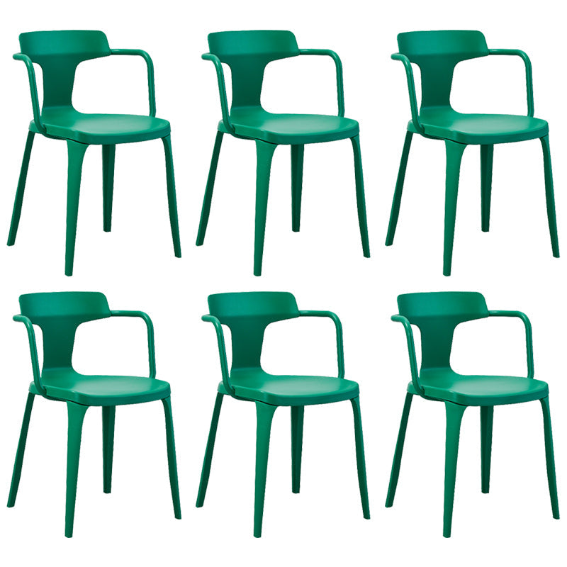 Sedia da sala da pranzo aperta posteriore sedia a braccio da pranzo in plastica contemporanea