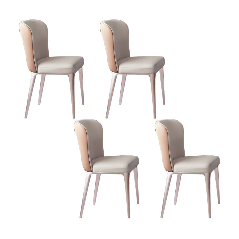Kitchen Side Chair Metal Legs Upholstered Armless Dining Chair Light Gray 4 Piece Set Clearhalo 'Dining Chairs' 'Dining Tables & Seating' 'dining_chair' 'furn' 'furn_dining_chair' 'Furniture' 'Kitchen & Dining Furniture' 6781106