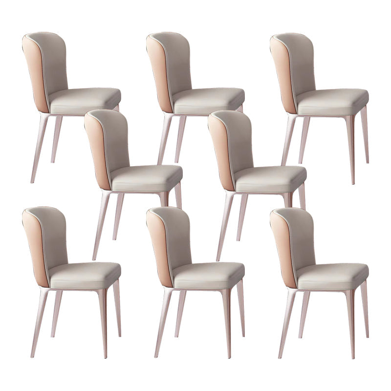 Kitchen Side Chair Metal Legs Upholstered Armless Dining Chair Light Gray 8 Piece Set Clearhalo 'Dining Chairs' 'Dining Tables & Seating' 'dining_chair' 'furn' 'furn_dining_chair' 'Furniture' 'Kitchen & Dining Furniture' 6781107