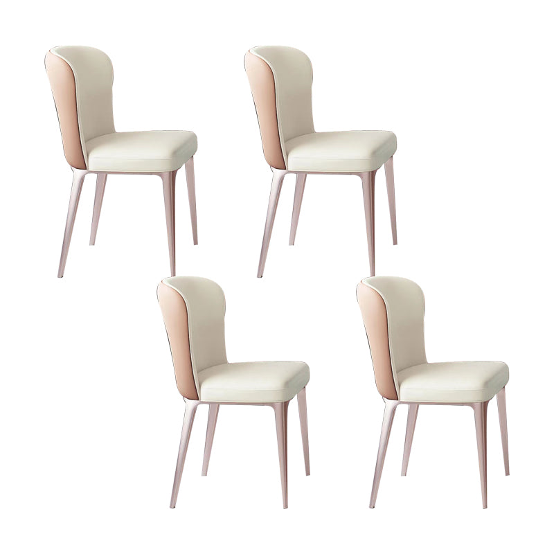 Kitchen Side Chair Metal Legs Upholstered Armless Dining Chair Off-White 4 Piece Set Clearhalo 'Dining Chairs' 'Dining Tables & Seating' 'dining_chair' 'furn' 'furn_dining_chair' 'Furniture' 'Kitchen & Dining Furniture' 6781109