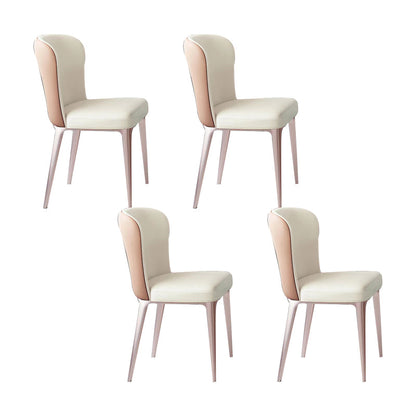 Kitchen Side Chair Metal Legs Upholstered Armless Dining Chair Off-White 4 Piece Set Clearhalo 'Dining Chairs' 'Dining Tables & Seating' 'dining_chair' 'furn' 'furn_dining_chair' 'Furniture' 'Kitchen & Dining Furniture' 6781109