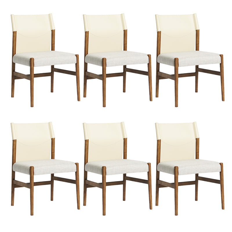 Moderne binnenarmloze eetkamerstoelen gestoffeerde linnenstofstoelstoel