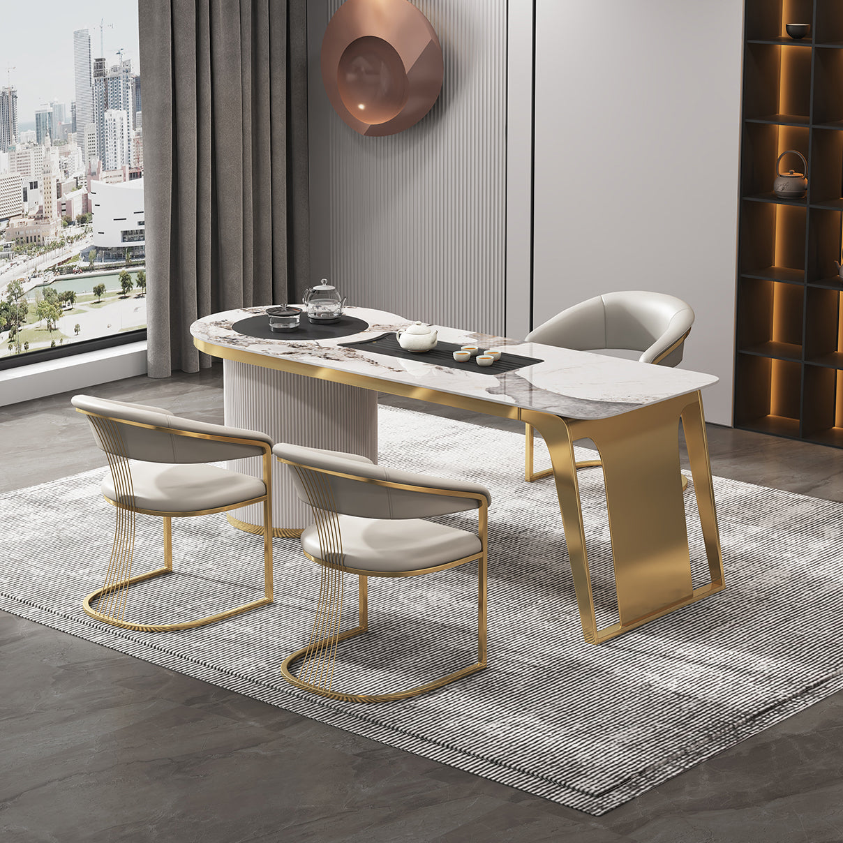 Glam keuken zijstoel goudbasis open rug eetstoel stoel