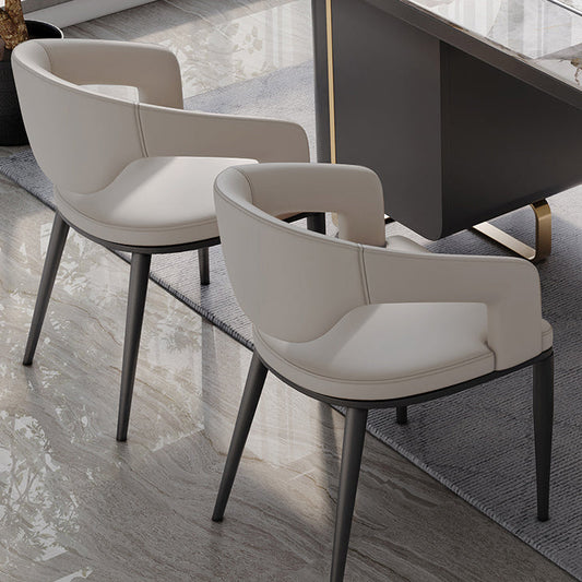 Open Back Dining Side Chair Contemporary Black Legs Dining Arm Chair