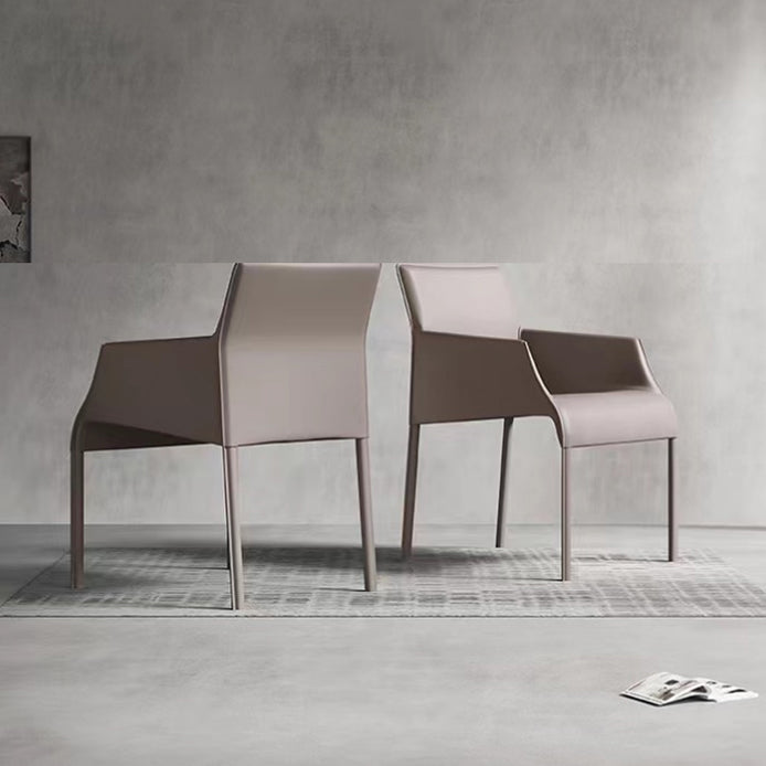 Dining Room Parsons Chair Indoor Faux Leather Upholstered Arm Chair