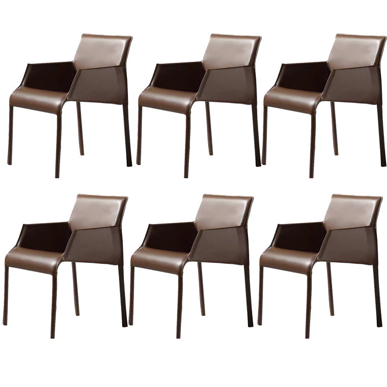 Dining Room Parsons Chair Indoor Faux Leather Upholstered Arm Chair