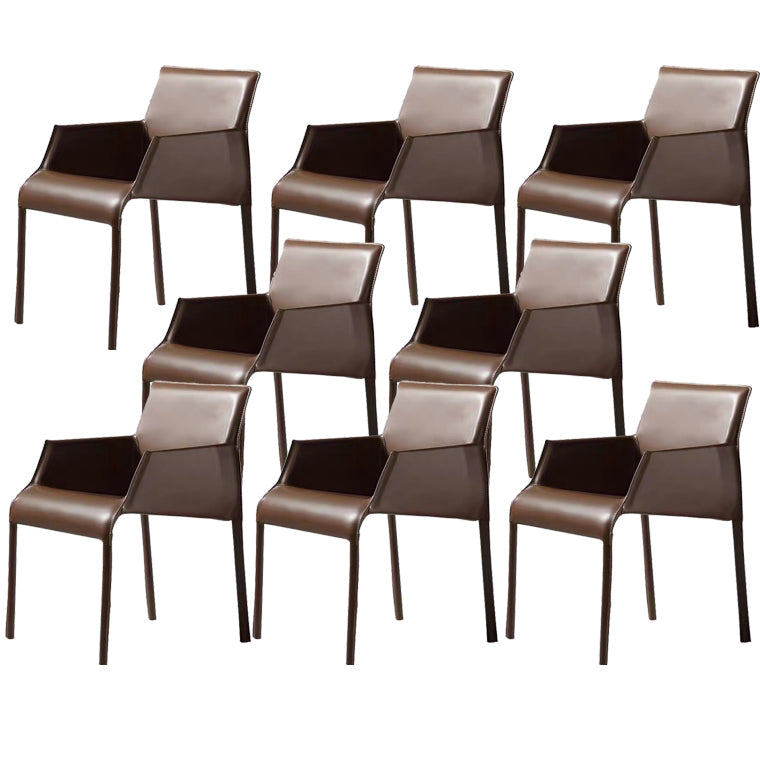 Dining Room Parsons Chair Indoor Faux Leather Upholstered Arm Chair