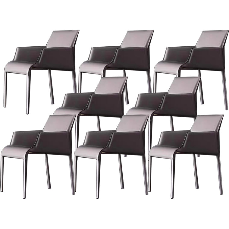 Dining Room Parsons Chair Indoor Faux Leather Upholstered Arm Chair