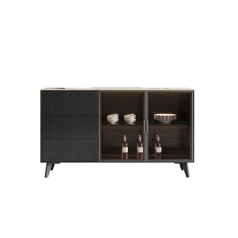 Stone Credenza Contemporary Style Dining Buffet with Cabinets and Drawers Clearhalo 'buffet_sideboard' 'Buffets & Sideboards' 'furn' 'furn_buffet_sideboard' 'Furniture' 'Kitchen & Dining Furniture' 6781431