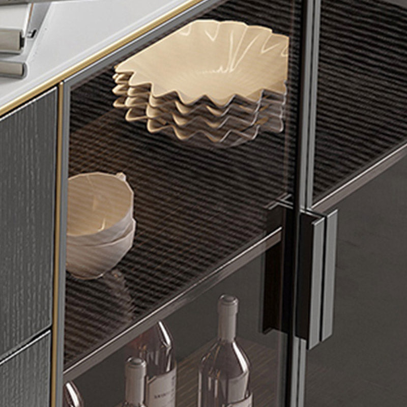 Stone Credenza Contemporary Style Dining Buffet with Cabinets and Drawers Clearhalo 'buffet_sideboard' 'Buffets & Sideboards' 'furn' 'furn_buffet_sideboard' 'Furniture' 'Kitchen & Dining Furniture' 6781433