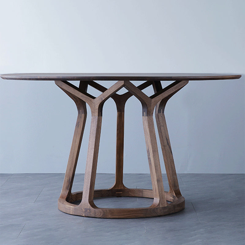 Contemporain 1/2/5 Pièces meubles Round en bois massif en bois ensemble en marron