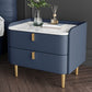 Classic Glam Bed Nightstand Stone Bedside Cabinet with Drawers