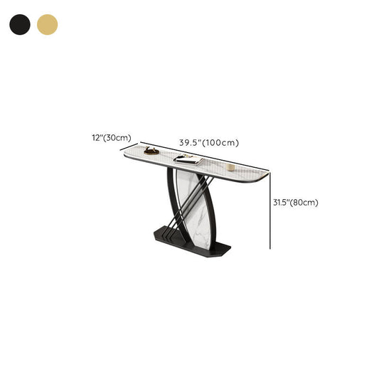 Tavolo accento di ferro in pietra glam tavolo divano console mezza luna per sala