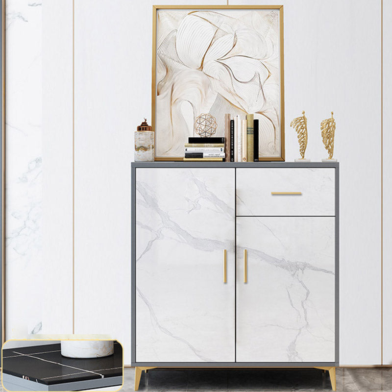 Glam Style Sideboard Engineered Wood Side Board for Living Room 31"L x 14"W x 35"H Gold Stone Clearhalo 'buffet_sideboard' 'Buffets & Sideboards' 'furn' 'furn_buffet_sideboard' 'Furniture' 'Kitchen & Dining Furniture' 6781632