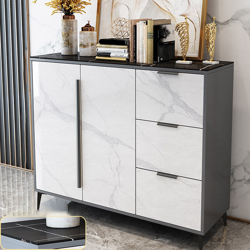 Glam Style Sideboard Engineered Wood Side Board for Living Room Black Stone Clearhalo 'buffet_sideboard' 'Buffets & Sideboards' 'furn' 'furn_buffet_sideboard' 'Furniture' 'Kitchen & Dining Furniture' 6781637