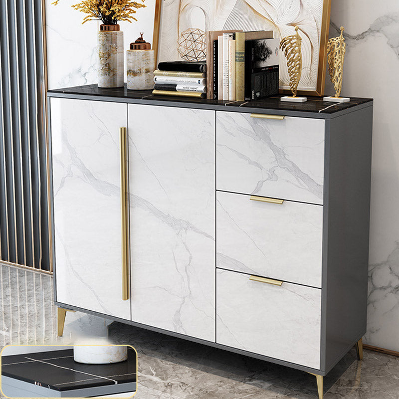 Glam Style Sideboard Engineered Wood Side Board for Living Room Gold Stone Clearhalo 'buffet_sideboard' 'Buffets & Sideboards' 'furn' 'furn_buffet_sideboard' 'Furniture' 'Kitchen & Dining Furniture' 6781640