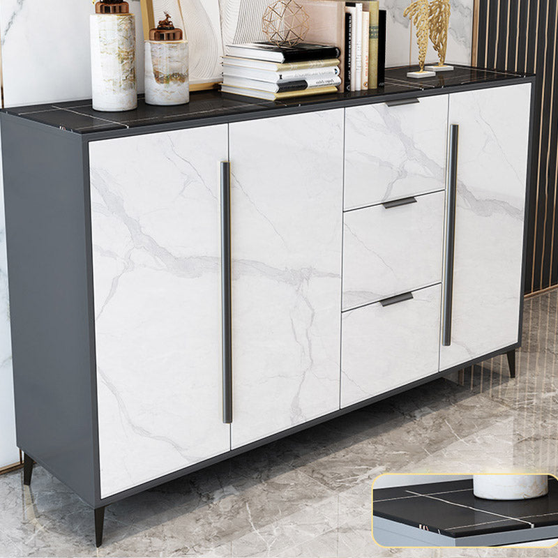 Glam Style Sideboard Engineered Wood Side Board for Living Room Black Stone Clearhalo 'buffet_sideboard' 'Buffets & Sideboards' 'furn' 'furn_buffet_sideboard' 'Furniture' 'Kitchen & Dining Furniture' 6781645