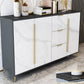 Glam Style Sideboard Engineered Wood Side Board for Living Room Gold Stone Clearhalo 'buffet_sideboard' 'Buffets & Sideboards' 'furn' 'furn_buffet_sideboard' 'Furniture' 'Kitchen & Dining Furniture' 6781647