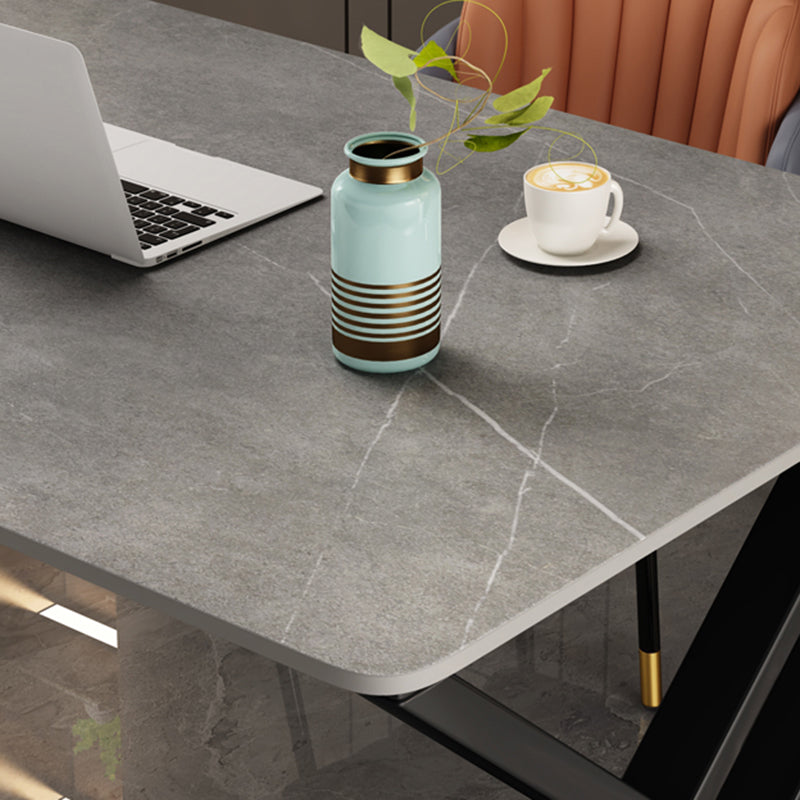 Stein rechteckiger Schreibtisch Industrial 29,53 "hoher Büroschreibtisch mit Schlittenbasis