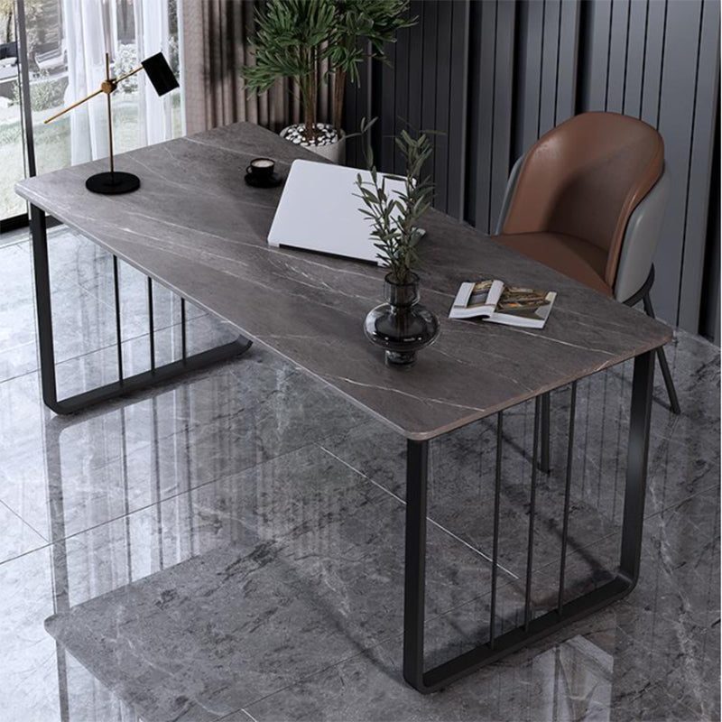 Gebogener moderner Office -Schreibtisch Antiquen Finish Computertisch mit Metallbeinen