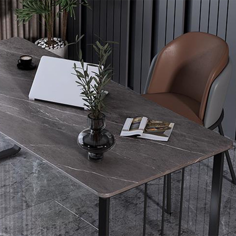 Gebogener moderner Office -Schreibtisch Antiquen Finish Computertisch mit Metallbeinen