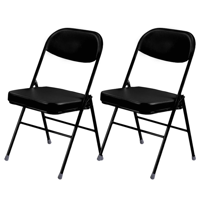 Contemporary Ergonomic Conference Chair Leather Office Chair without Arm Black 2 Piece Set Clearhalo 'furn' 'furn_office_chair' 'Furniture' 'Office Chairs' 'Office Furniture' 'office_chair' 6781823