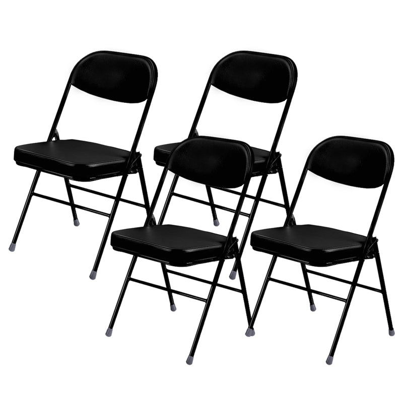Contemporary Ergonomic Conference Chair Leather Office Chair without Arm Black 4 Piece Set Clearhalo 'furn' 'furn_office_chair' 'Furniture' 'Office Chairs' 'Office Furniture' 'office_chair' 6781825