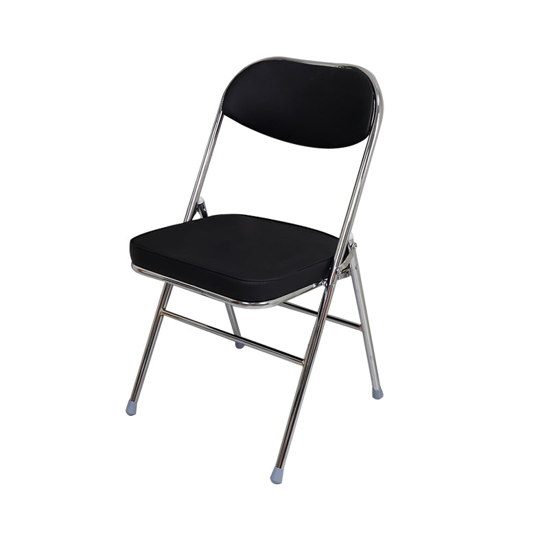 Contemporary Ergonomic Conference Chair Leather Office Chair without Arm Black-Silver 1 Piece Clearhalo 'furn' 'furn_office_chair' 'Furniture' 'Office Chairs' 'Office Furniture' 'office_chair' 6781830