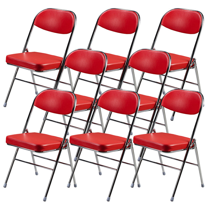 Contemporary Ergonomic Conference Chair Leather Office Chair without Arm Red Silver 8 Piece Set Clearhalo 'furn' 'furn_office_chair' 'Furniture' 'Office Chairs' 'Office Furniture' 'office_chair' 6781843