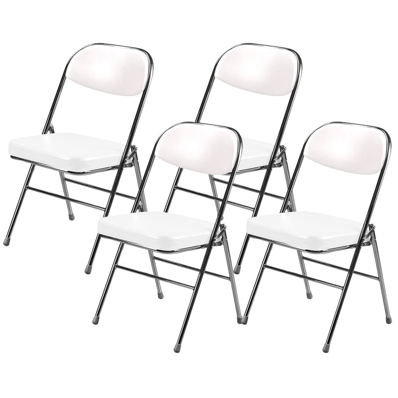 Contemporary Ergonomic Conference Chair Leather Office Chair without Arm Beige Silver 4 Piece Set Clearhalo 'furn' 'furn_office_chair' 'Furniture' 'Office Chairs' 'Office Furniture' 'office_chair' 6781846