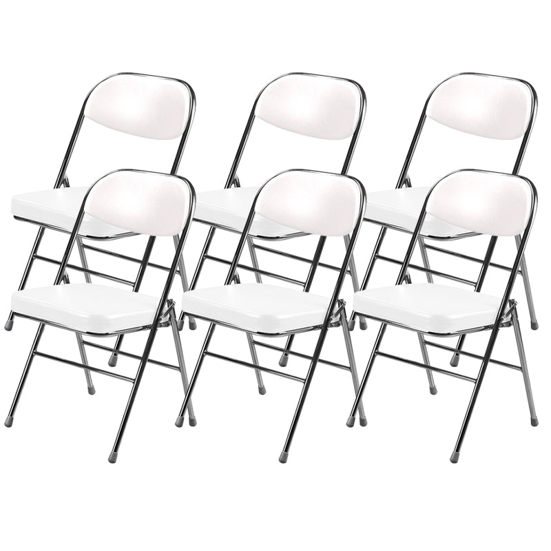 Contemporary Ergonomic Conference Chair Leather Office Chair without Arm Beige Silver 6 Piece Set Clearhalo 'furn' 'furn_office_chair' 'Furniture' 'Office Chairs' 'Office Furniture' 'office_chair' 6781847