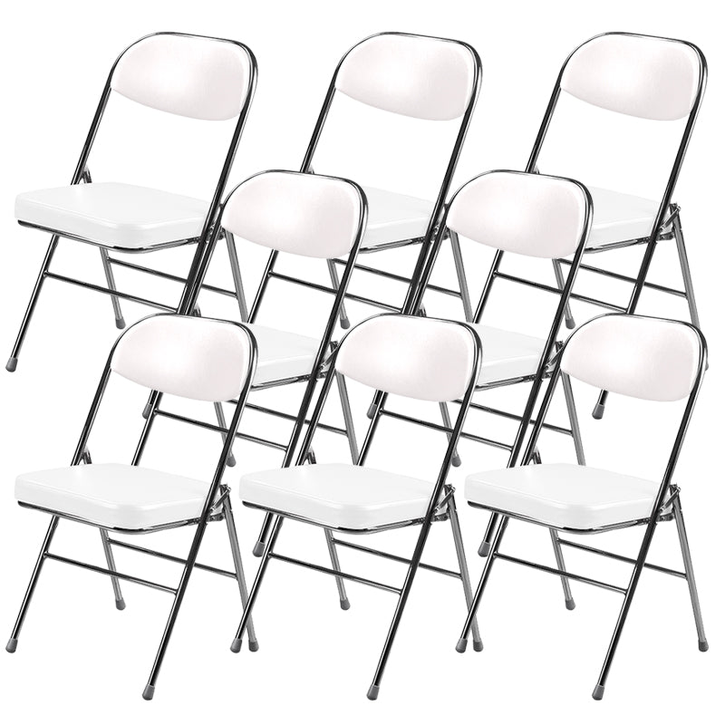 Contemporary Ergonomic Conference Chair Leather Office Chair without Arm Beige Silver 8 Piece Set Clearhalo 'furn' 'furn_office_chair' 'Furniture' 'Office Chairs' 'Office Furniture' 'office_chair' 6781848