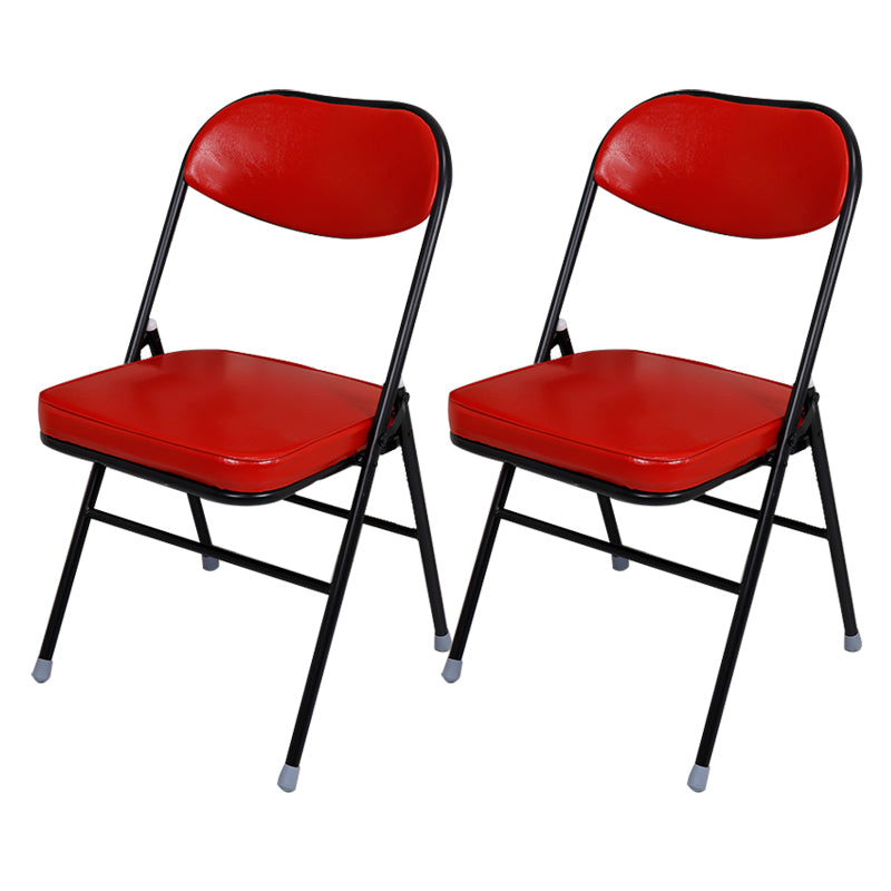 Contemporary Ergonomic Conference Chair Leather Office Chair without Arm Black-Red 2 Piece Set Clearhalo 'furn' 'furn_office_chair' 'Furniture' 'Office Chairs' 'Office Furniture' 'office_chair' 6781855
