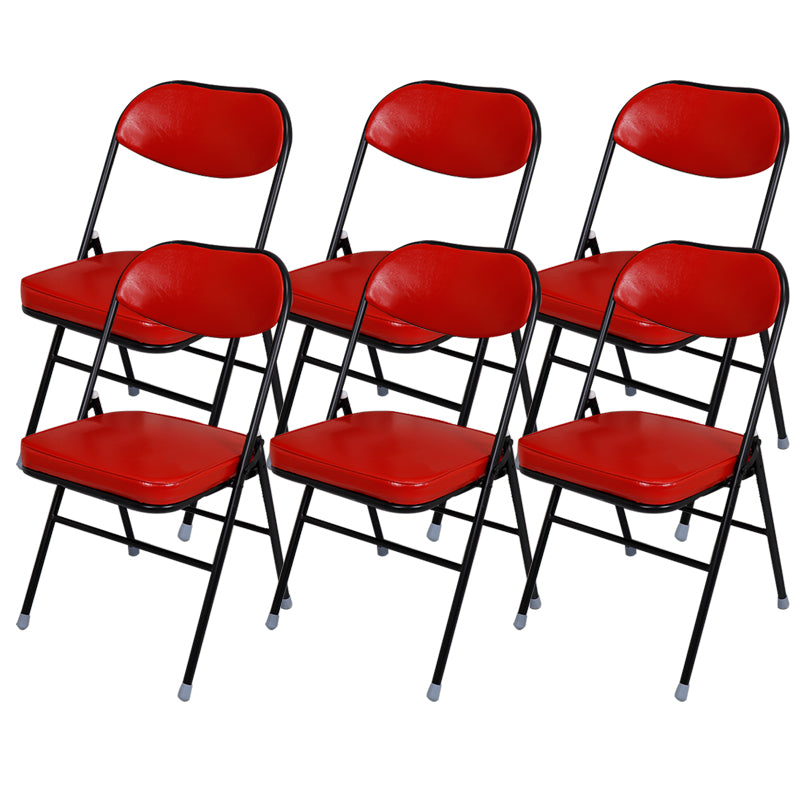 Contemporary Ergonomic Conference Chair Leather Office Chair without Arm Black-Red 6 Piece Set Clearhalo 'furn' 'furn_office_chair' 'Furniture' 'Office Chairs' 'Office Furniture' 'office_chair' 6781857