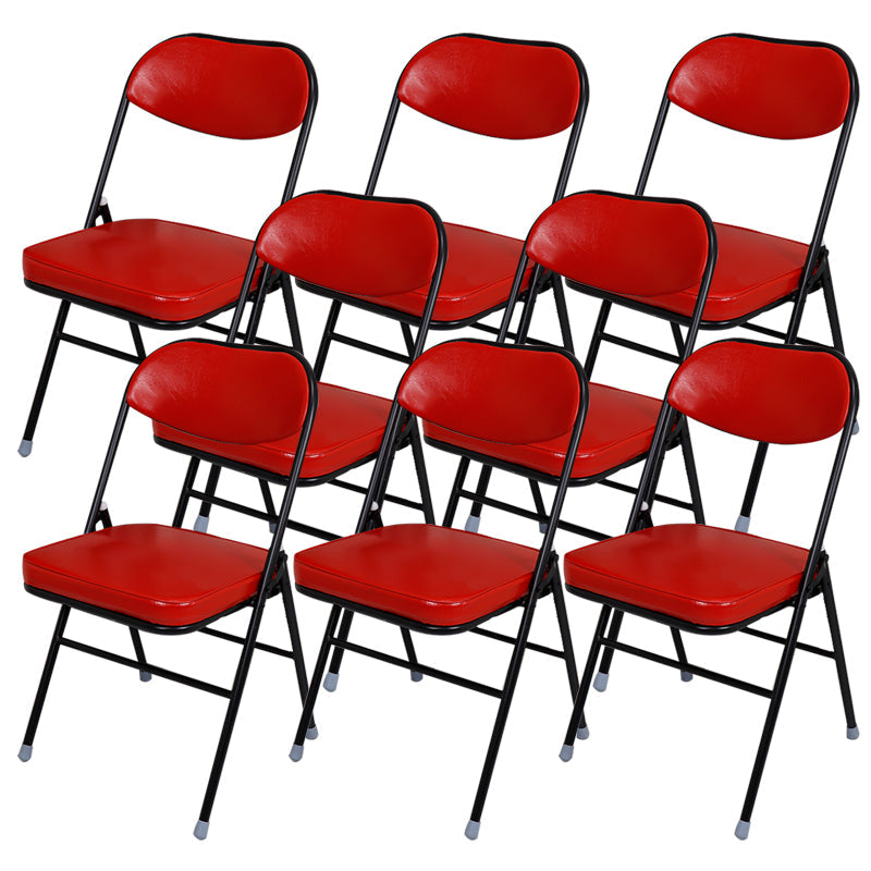 Contemporary Ergonomic Conference Chair Leather Office Chair without Arm Black-Red 8 Piece Set Clearhalo 'furn' 'furn_office_chair' 'Furniture' 'Office Chairs' 'Office Furniture' 'office_chair' 6781858