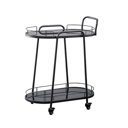 Modern Rolling Kitchen Trolley Glass Open Storage Prep Table 63"L x 16"W x 47"H Black Clearhalo 'furn' 'furn_kitchen_islands_carts' 'Furniture' 'Kitchen & Dining Furniture' 'Kitchen Islands & Carts' 'kitchen_islands_carts' 6784617